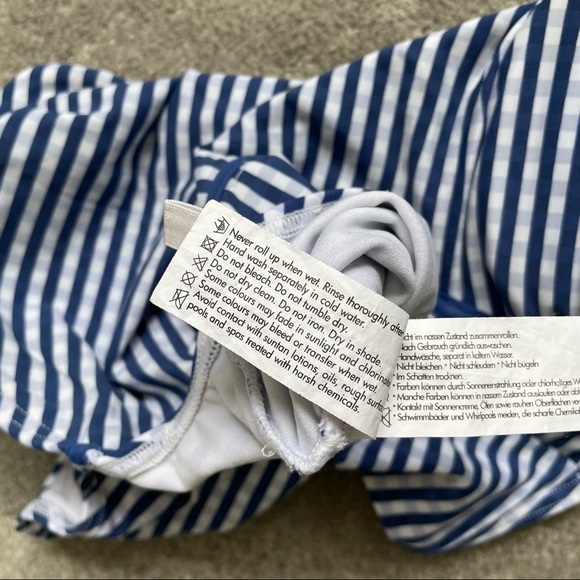 Seafolly Blue White Stipe Check Lucia Halter Maillot One Piece Swimsuit EUC Sz 6 - Picture 8 of 9